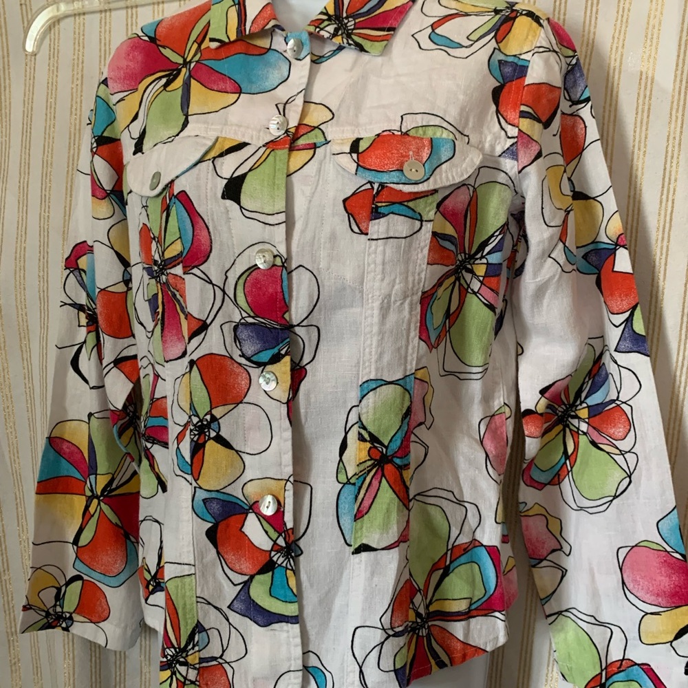Chico’s long sleeve floral shirt size 0